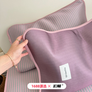 Juego de colchonetas refrescantes de seda helada Hongchang, a rayas y de color liso, 1.2m, 1.5m, 1.8m, para cama, uso doméstico en verano - Product Image 3