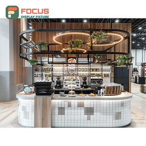 Vitrina Creativa para Café, Estante de Vidrio en Esquina, Mueble de Madera de Roble Blanco para Productos de Panadería - Product Image 1