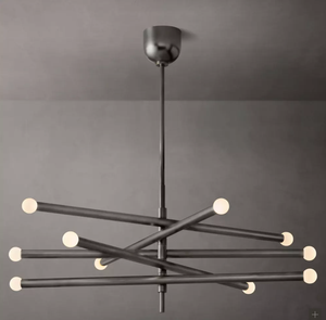 Lustre mobile à 10 lumières <span class=keywords><strong>de</strong></span> style minimaliste avec crochets incurvés et crochets en forme <span class=keywords><strong>de</strong></span> poisson inversés, modèle <span class=keywords><strong>Rousseau</strong></span> 38 - Product Image 1