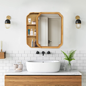 Wood Framed <b>Wall</b> <b>Mounted</b> Mirror Cabinet With Storage <b>Shelves</b> Medicine Mirror For Bathroom Living Room 31.5 x 23.82 Inches - Product Image 1