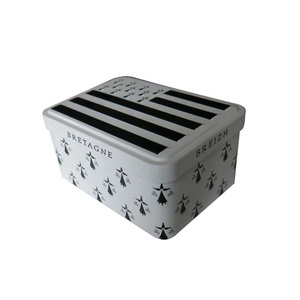 Boîte à biscuits rectangulaire en métal avec couvercle à charnière, impression personnalisée, largement utilisée sur le marché français, boîtes à sucreries, 128x103x63 mm - Product Image 2