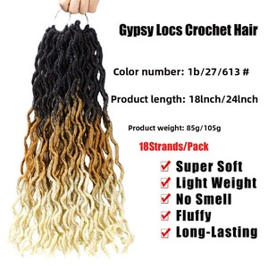 Perruque longue bouclée en fibre synthétique haute température Gypsy, extensions de cheveux au crochet style dreadlocks africaines, tresses à double trame machine - Product Image 2