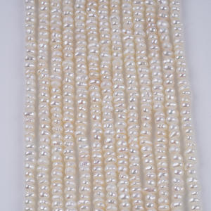 Promotion Zhuji : Perles d'eau douce naturelles de 3 à 3,5 mm, feuille plate, perles blanches, chaîne de perles semi-finies, accessoires de bijoux DIY, vente en gros - Product Image 3