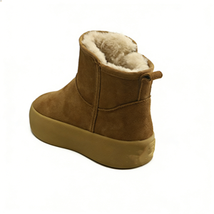 Stivali da Neve in Pelle di Pecora a Doppia Faccia Marrone per Uomo e <span class=keywords><strong>Donna</strong></span>, Vendita Diretta dalla Fabbrica OEM/ODM, Logo Personalizzabile - Product Image 3
