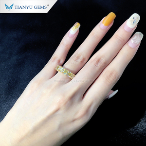 Tianyu Gems Customized 14k Yellow Gold Asscher <strong>Ice</strong> Cut Yellow Moissanite Diamond <strong>Ring</strong> Band - Product Image 2