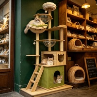Grand arbre à chat en bois avec condo, perchoir, maison et poteau en corde de sisal, capsule spatiale pour familles multi-chats, direct usine