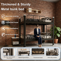 Modernes Vollständiges Doppelstockbett aus Metall mit Stauraum-Treppe für Erwachsene im Wohnheim, Platzsparend und Robust