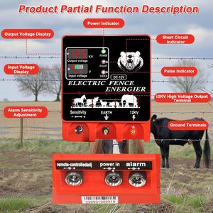 Cargador de Cerca Eléctrica de 9 Joules con Pantalla LCD, Entrada AC 12V/Salida 12KV, Cobertura de 400 Acres, Alarma Impermeable para Cerca Directa 605 Fe - Product Image 6
