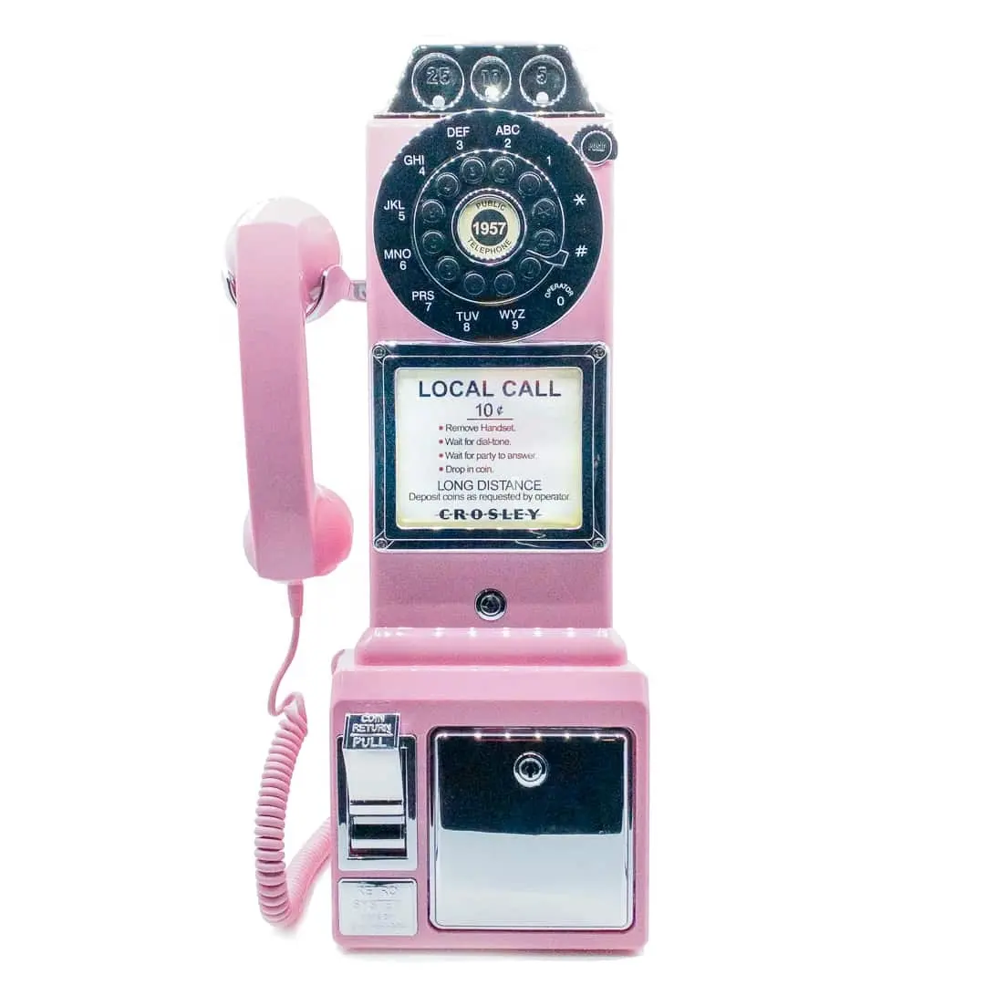 Розовый поворотный Свадебный телефон с функцией записи