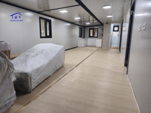 Casa contenedor de paquete plano de lujo con Pared de ventana de vidrio móvil portátil para dormitorio baño cocina para hoteles hechos de acero - Product Image 2