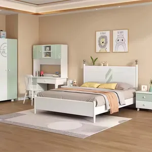 Conjunto de cama infantil de madeira para meninas, conjunto de cama de princesa e castelo, mobília para quarto de meninas, roupa de cama macia rosa