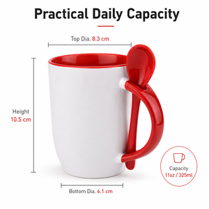 Gobelet à boisson en céramique moderne avec cuillère assortie, qualité alimentaire, en stock, tasse à thé pour le thé de l'après-midi, mariage, fête de rentrée scolaire, cadeau - Product Image 2