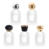 Flacon de parfum en verre de 30 ml au design unique avec bouchon, flacon en verre vide avec pulvérisateur à pompe et capuchon à sertir, étiquette personnalisée, idéal pour les cadeaux de mariage