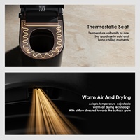 WC intelligent automatique haut de gamme noir avec siphon en P, à poser au sol, style moderne, sanitaires intelligents pour salle de bain