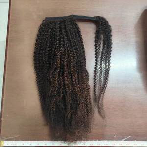 Extensions de cheveux humains en queue de cheval enveloppante, afro bouclés crépus, lots de cheveux en queue de cheval, vente en gros, fournisseurs de cheveux humains vierges brésiliens - Product Image 3