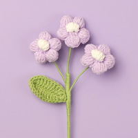 Buket bunga rajutan crochet buatan tangan panjang 43cm, bunga rajutan multi kepala, dekorasi vas rumah, ready stock