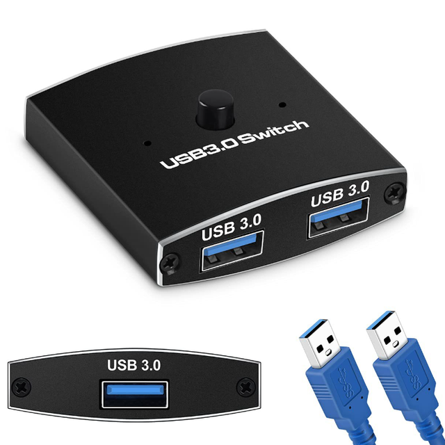 USB 3.0 Switch Selector KVM Switch 2 in 1 Printer Keyboard Splitter USB Bi-directional Switcher Box Sharing Switch