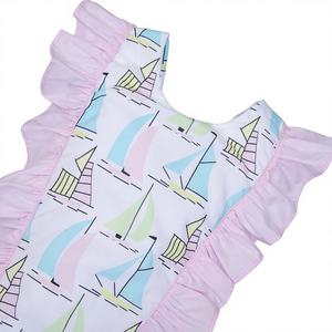 Conjunto de Traje de Baño para Bebés Niñas Babeeni, Estampado de Veleros, 100% Algodón Orgánico, Certificado OEKO-TEX, Venta al Por Mayor ODM, Mono de Manga Corta - Product Image 1