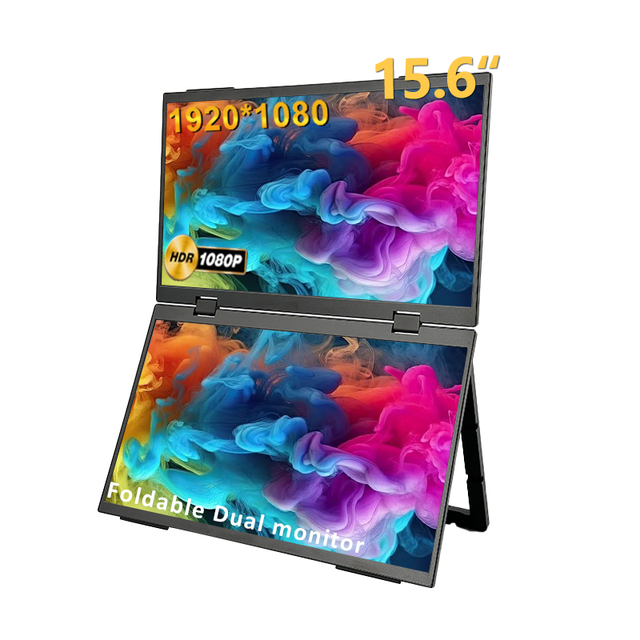 Portable 15.6 Inch Dual Screen Laptop Monitor 1080P FHD 60~75Hz Portable Foldable Dual Monitor for Gaming