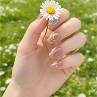 Vente en gros de faux ongles personnalisés à marque privée, design 3D doré, effet œil de chat violet, magnétiques, carrés, réutilisables, en ABS, 24 pièces, pour salon