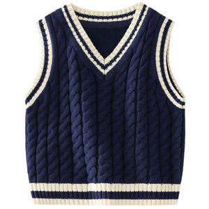 Custom Wholesale Trendy v Neck <strong>Toddler</strong> <strong>Boys</strong> Pullover Unisex Kids Casual Ribbed Knit <strong>Gilet</strong> Sleeveless <strong>Boys</strong> Warm Vest Baby Sweater - Product Image 2