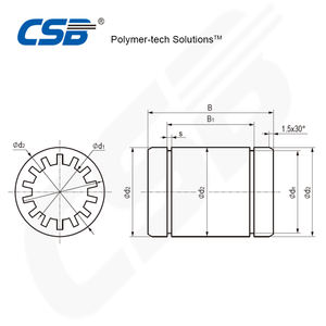 Roulement linéaire en plastique LIN-01-16-MR4, montage facile, clips de fixation axiaux manuels, jeu de roulement réduit - Product Image 3