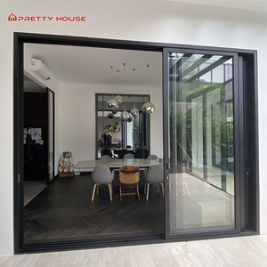 باب منزلق زجاجي مزدوج معزول حراريًا من الألمنيوم عازل للصوت للفلل، يثبت على الحائط - Product Image 1
