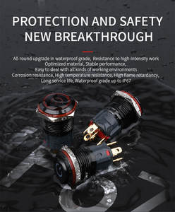 Wd 16a उच्च गुणवत्ता <span class=keywords><strong>12v</strong></span>/24v बिजली की आपूर्ति, चिह्नित एलईडी लाइट, ip67 तत्काल इंटरलॉक, एल्यूमीनियम ऑक्साइड ब्लैक मेटल बटन स्विच - Product Image 4