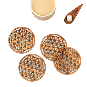 Sous-verres ronds en bois écologiques avec découpe, design européen, pour les fournitures de fête et les décorations murales - Product Image 1