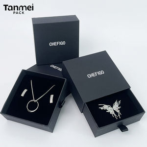 <b>Black</b> Luxury Drawer Style Custom logo Jewelry <b>Box</b> for Necklace and Earrings - Product Image 2