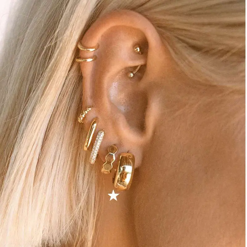 Stainless Steel Small Wide Huggie Hoop Earrings Girls Simple Chunky Thick Hoop Jewelry Women Gold Wide Small Hoop Earrings