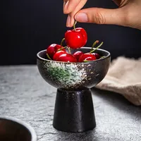 Keramische Hoogvoetige Fruitschaal Creatieve Boeddhabeeld In Japanse Stijl Voor Bordsnacks Dessert Taartplaat Ijs Servies