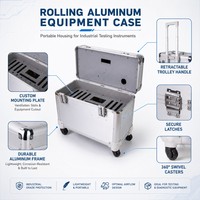 Valise de transport en aluminium sur mesure avec poignée télescopique et roulettes à 360° °   Roues pour équipement d'essai industriel portable