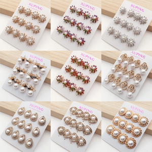 Joyería <span class=keywords><strong>XUPING</strong></span> al por Mayor, Juego de Aretes de Perlas con Incrustaciones de Diamantes de Imitación de Lujo para Mujer, Joyería de Moda, Aretes para Mujer - Product Image 4