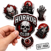 Autocollants en vinyle découpés sur mesure avec logo personnalisé, impression UV, résistants au lave-vaisselle, série d'horreur Halloween, étiquettes décoratives pour les étagères des magasins