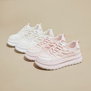 Nouvelle Collection Été 2025 – Chaussures de <span class=keywords><strong>Skate</strong></span> Décontractées pour Étudiantes, Style Coréen, Blanches en Maille, à Lacets, Rehaussantes, Modèle KT2658 – Prix Abordable - Product Image 3