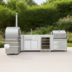 Custom Garden 304 Stainless Steel Outdoor Kitchen Patio <strong>BBQ</strong> Grill Modular Outdoor Kitchen for Dining and Mall Use with Sink - Product Image 2