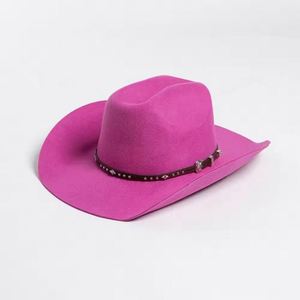 Men Women 100% Wool Cowboy Hats Wholesale Classic Sombrero Western Vintage Felt Pink Cowboy Hat - Product Image 2