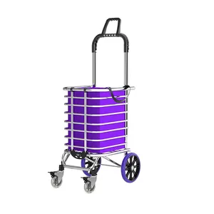 Shopping Trolley Folding Grocery Cart 2 Wheels Foldable Hand Dolly Truck Collapsible Push/Pull Carts For Easy Storage