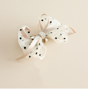 Nouveau élégant filles dentelle arc cheveux accessoires papillon cheveux poignées <span class=keywords><strong>perles</strong></span> point grand nœud noeud pince à cheveux surdimensionné perle arc Barrettes - Product Image 3