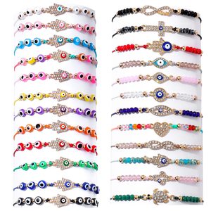 12 pz/set perle di cristallo di cristallo bracciale in lega di diamanti Charm <span class=keywords><strong>occhi</strong></span> azzurri intrecciati gioielli donne - Product Image 1