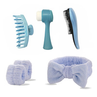 Kit de lavage du visage en velours tendance avec bandeau enveloppant, ensemble de bracelets, peigne et bandeau élastique pour cheveux, 6 pièces, cadeau de mariage personnalisé pour femme