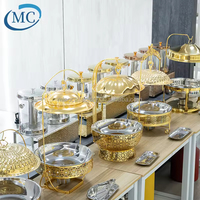 Fournitures de traiteur de luxe pour hôtel, mariage, 4,5 L, 8L, chauffe-plats pour buffet, chauffe-plats, chauffe-plats en or pour traiteur