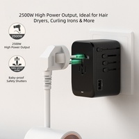 Adaptateur de voyage 120W, adaptateur universel de voyage, adaptateur de charge rapide, qualité supérieure, multi-prises, international, tout-en-un