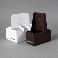 Boîte d'emballage personnalisée écologique et recyclable pour fruits, café, jus de coco, boissons gazeuses, avec poignée, pour vente à emporter et présentation