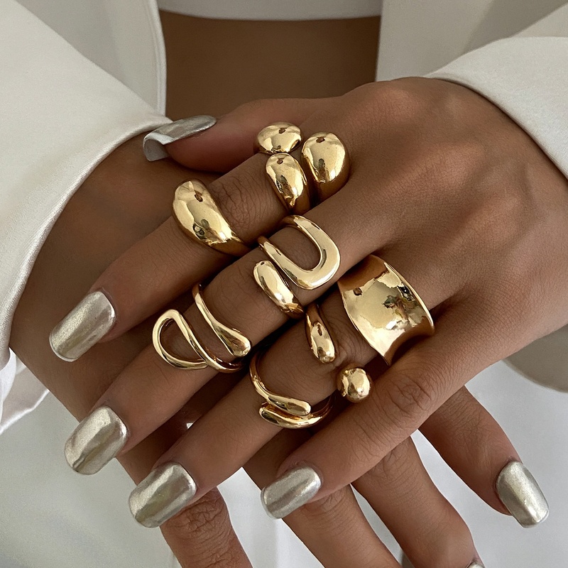 7Pcs Set Trendy Hollow Irregular Open