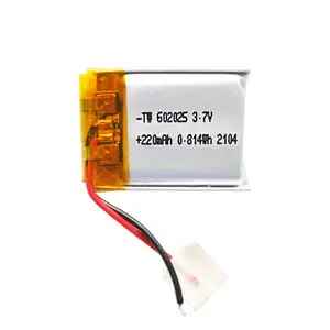 थोक 3.7V 602025 रिचार्जेबल लिथियम बहुलक बैटरी 220mAh