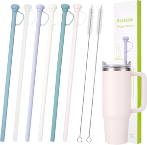3/5/10 PCS Food Grade Metal Silicone Straw Tips - Suction Nozzle Covers For Drinking Straws (Multicolor)