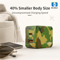 Chargeur mural GaN 45W PD3.1 USB-C avec câble Type-C rétractable, protection OVP, charge rapide pour téléphones, appareils photo et écouteurs