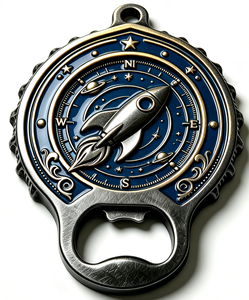Porte-clés décapsuleur personnalisé en alliage de zinc émaillé, logo fusée spatiale, pour bar et bière - Product Image 3